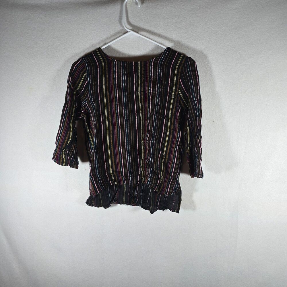 Gianni Bini GB Girls XL Wayfairing Blouse Top Colorful Striped Bell Sleeves